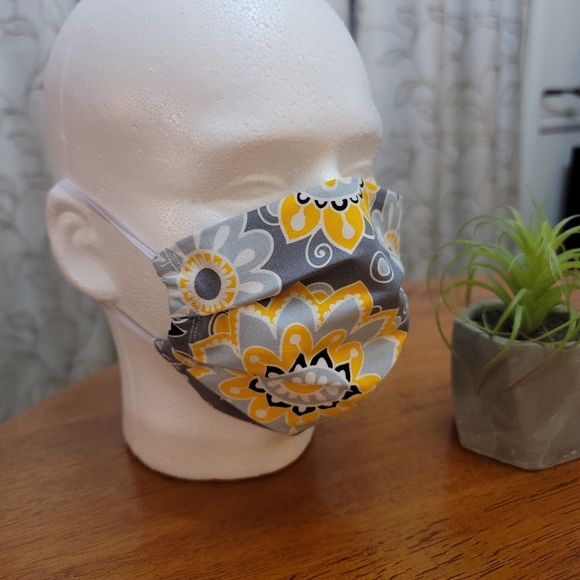 Gray and Yellow Floral Face Mask - Picture 2 of 4